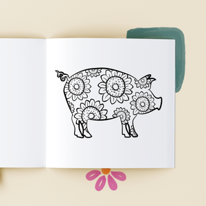 Flowered Farm Friends: Cheerful Coloring Book