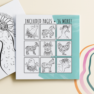 Flowered Farm Friends: Cheerful Coloring Book